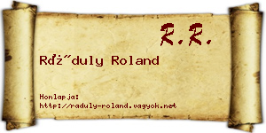 Ráduly Roland névjegykártya